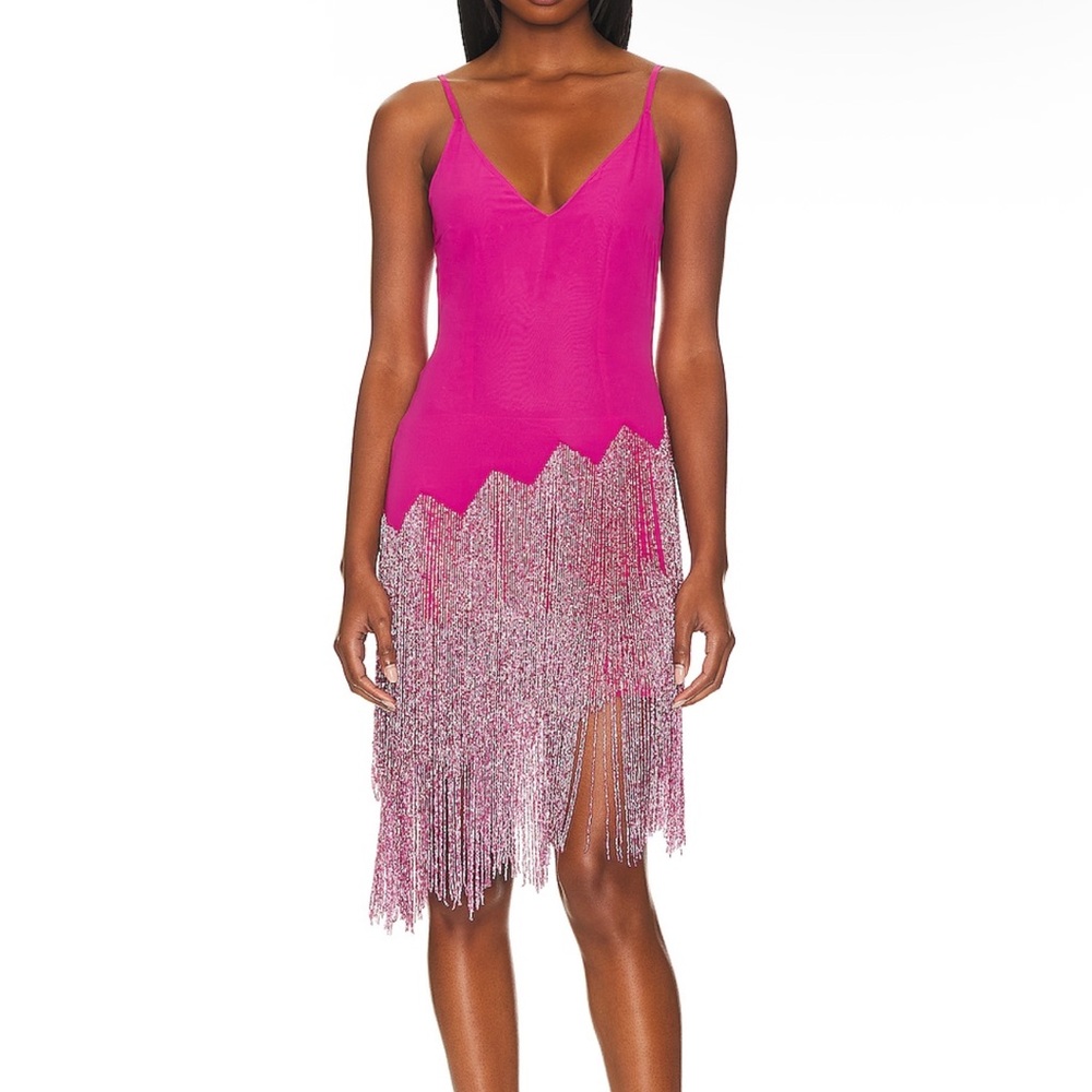 NBD Fuchsia Fringe Dress